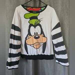 Vtg 1980s Reversible Mickey & Co Striped Goofy Sweatshirt Size L RARE